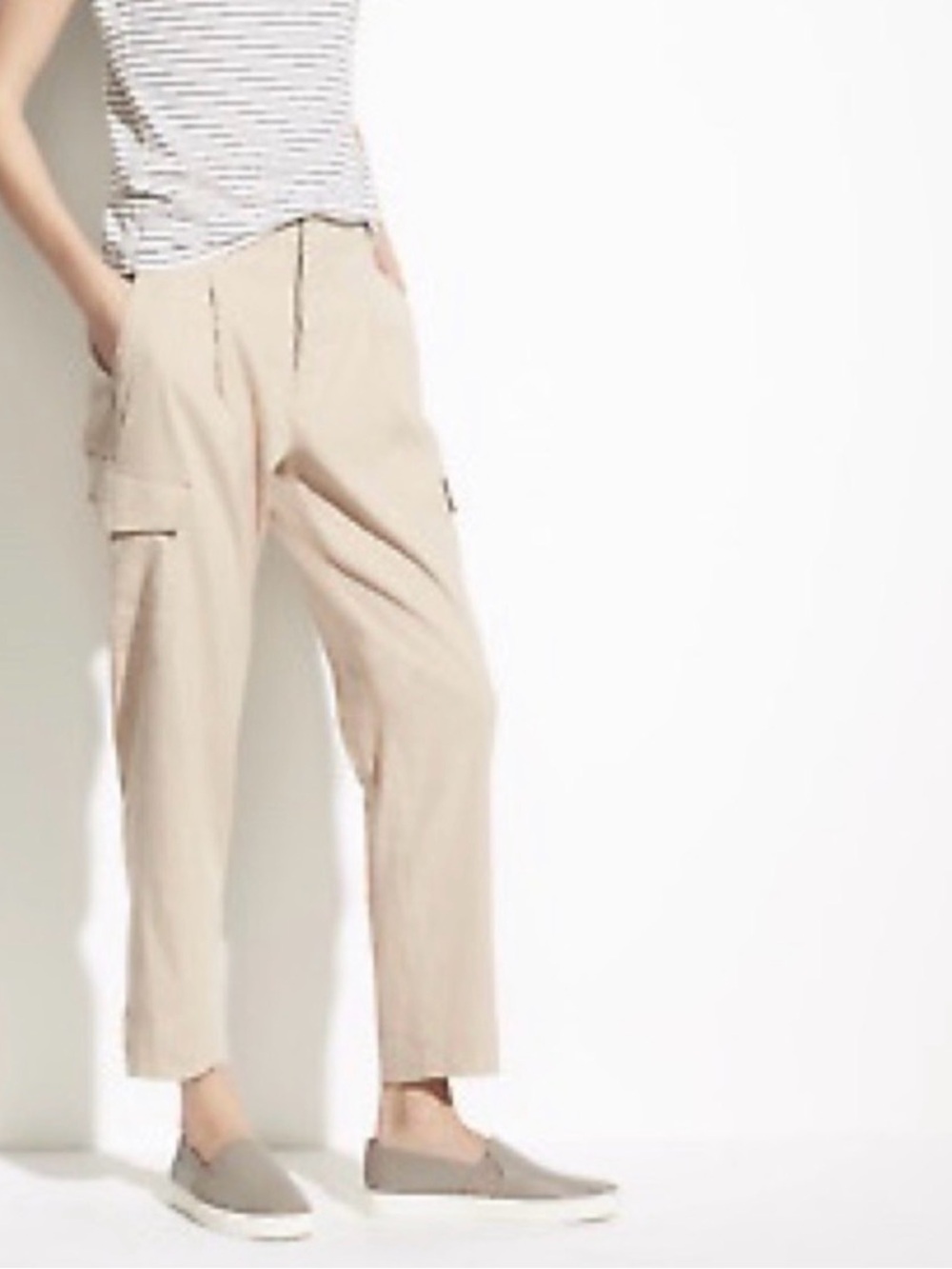 Vince Linen Tan Cargo Pants